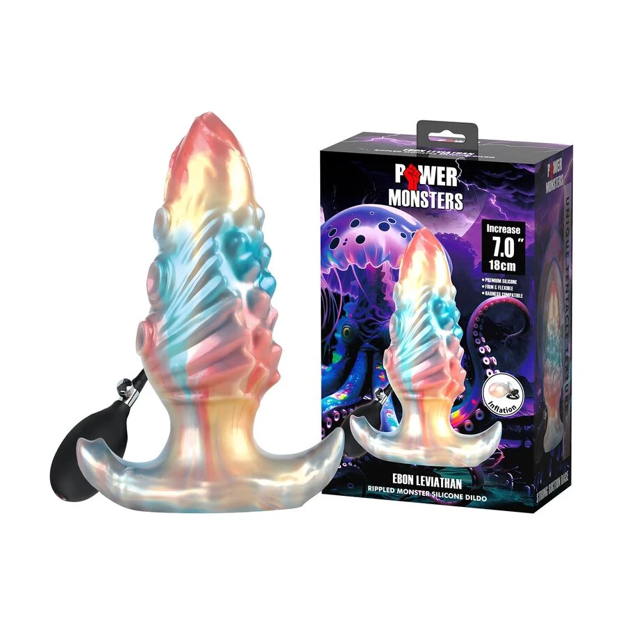 POWER MONSTERS - EBON LEVIATHAN TRICOLORE PLUG ANALE GONFIABILE FANTASY 18 CM